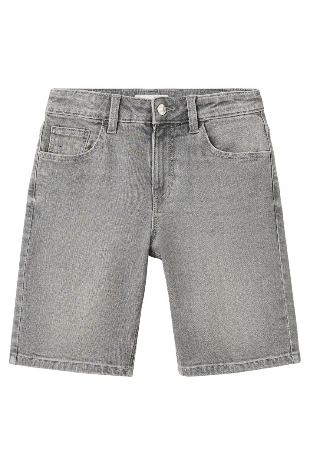 Grey denim jongens Mango Kids short van denim met rits- en knoopsluiting en effen