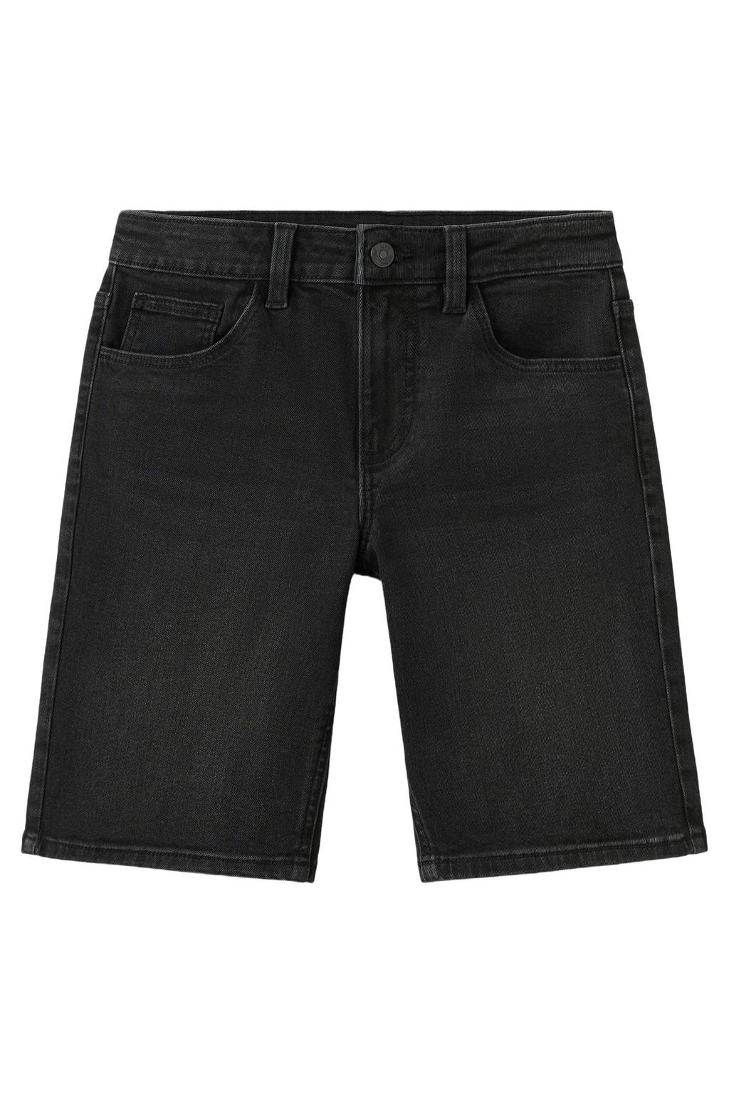 Black denim jongens Mango Kids short black van denim met rits- en knoopsluiting en effen