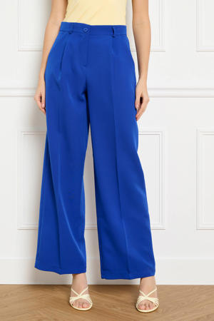wide leg regular waist broek blauw