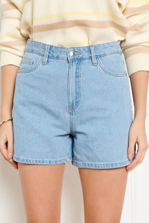 straight regular waist gestreepte short light blue denim