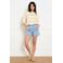 LOLALIZA straight regular waist gestreepte short light blue denim