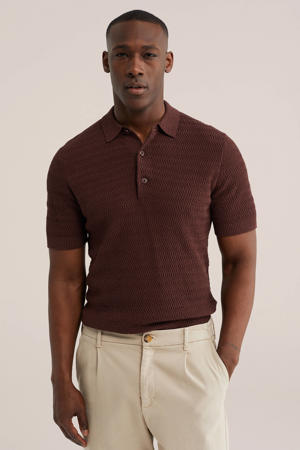 regular polo met textuur donkerrood