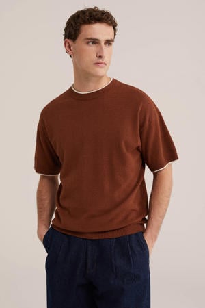 oversized T-shirt gebreid bruin
