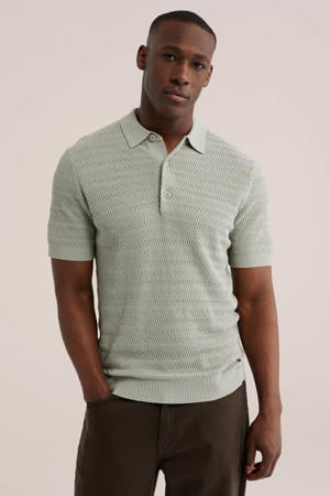 regular polo met textuur lichtgroen