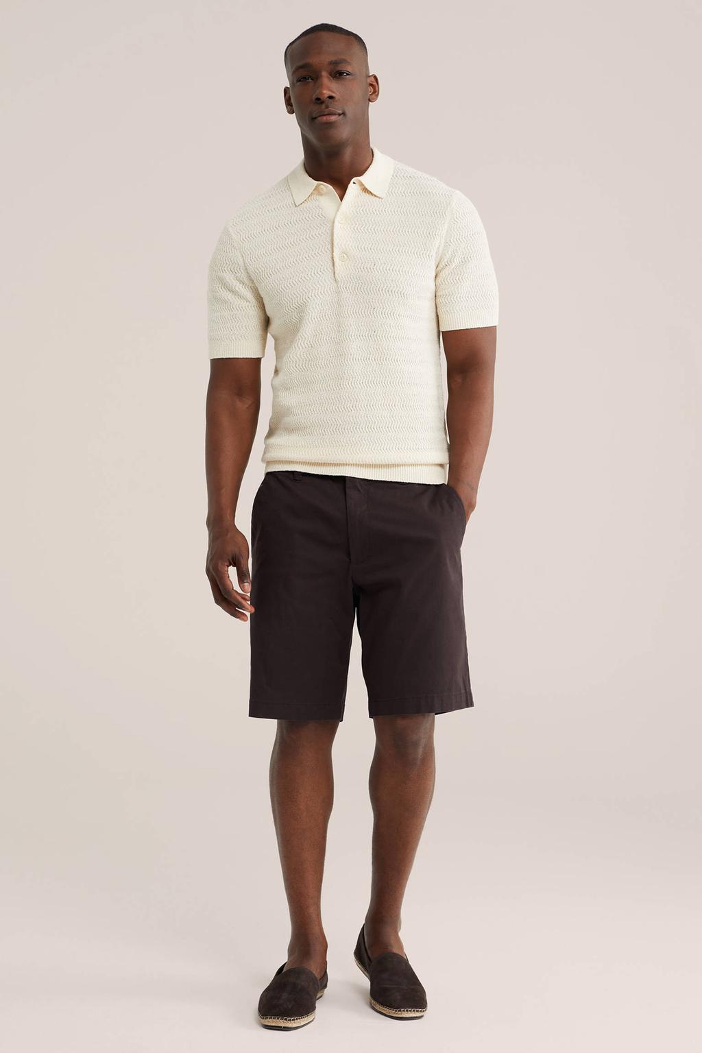 WE Fashion regular polo met textuur ecru