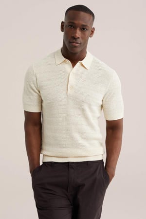 regular polo met textuur ecru