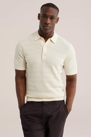 regular polo met textuur ecru