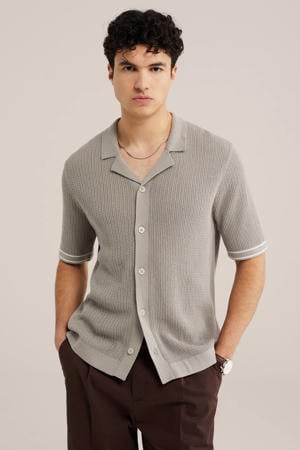 regular polo gebreid grijs