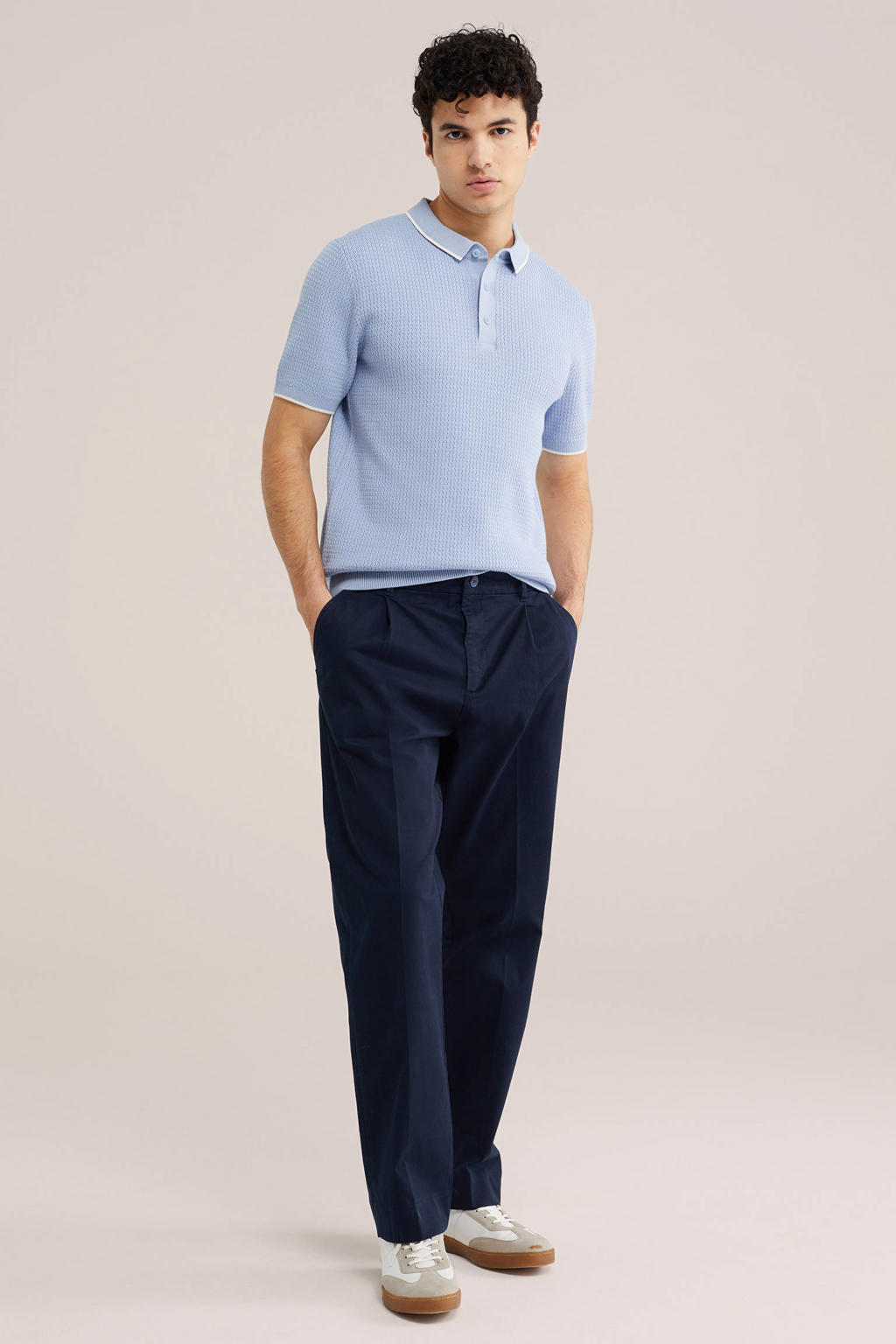 WE Fashion regular polo lichtblauw