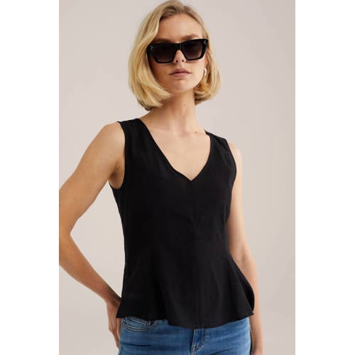 WE Fashion peplum top zwart afbeelding