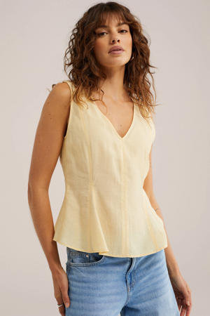 peplum top lichtgeel