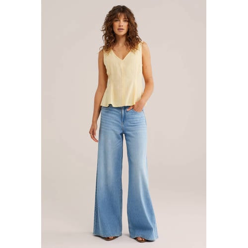 WE Fashion peplum top lichtgeel afbeelding
