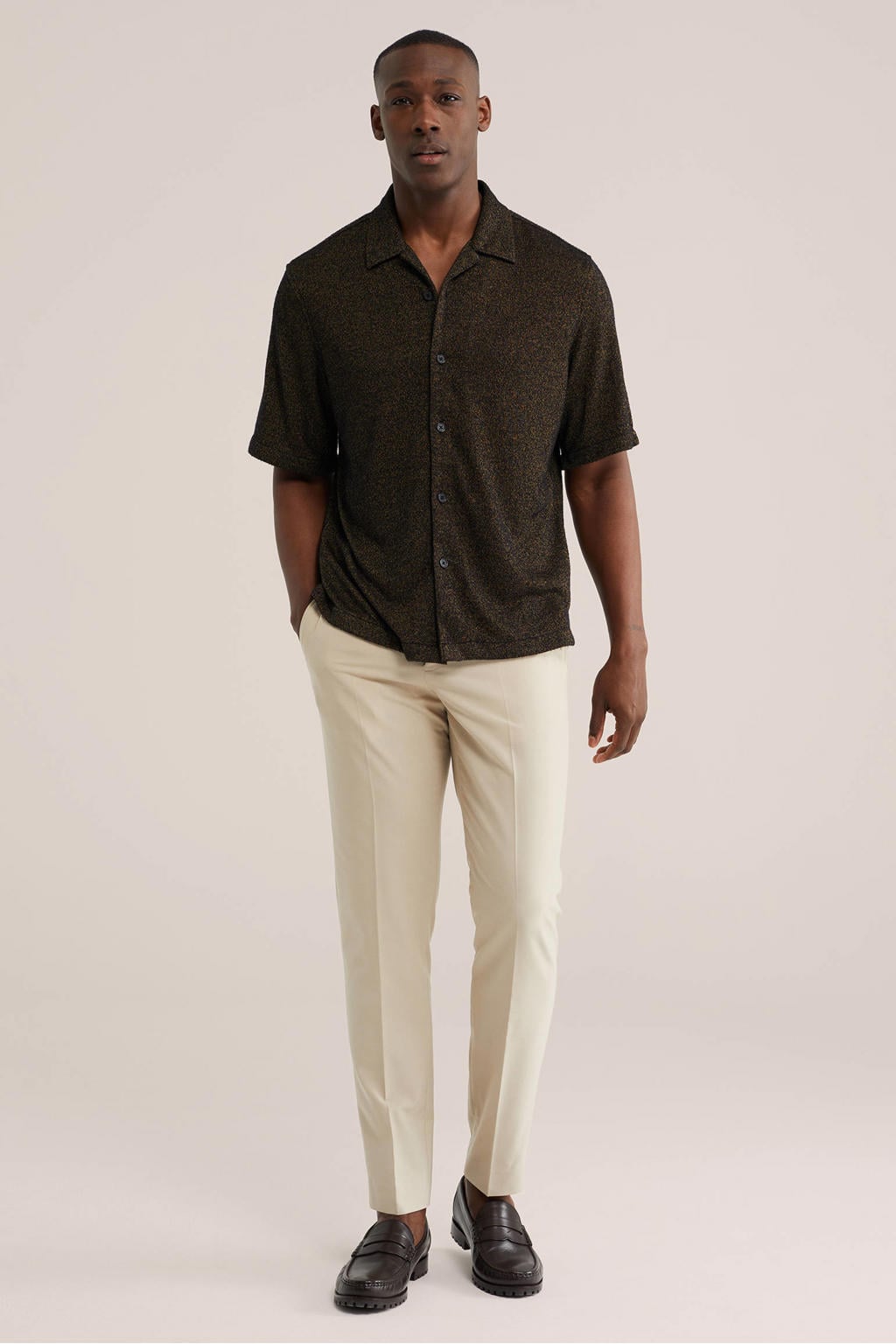 WE Fashion slim broek beige