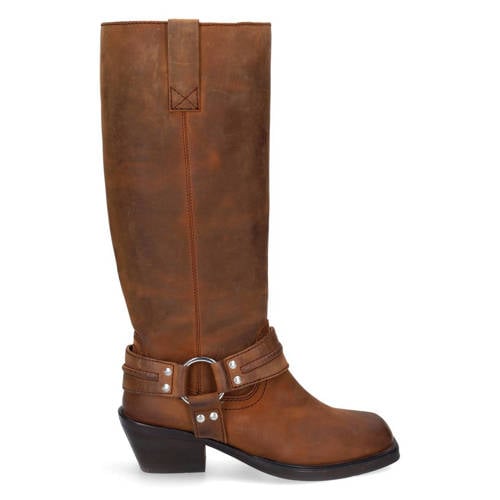 Sacha leren bikerboots bruin afbeelding
