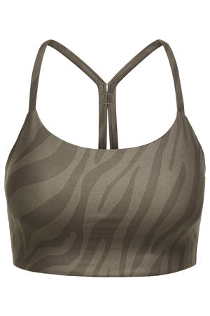 sport-bh medium support met zebraprint groen