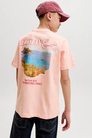T-shirt met backprint en tekst - oranje