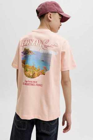 T-shirt met backprint en tekst - oranje