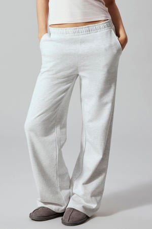 wide leg gemêleerde joggingbroek - lichtgrijs
