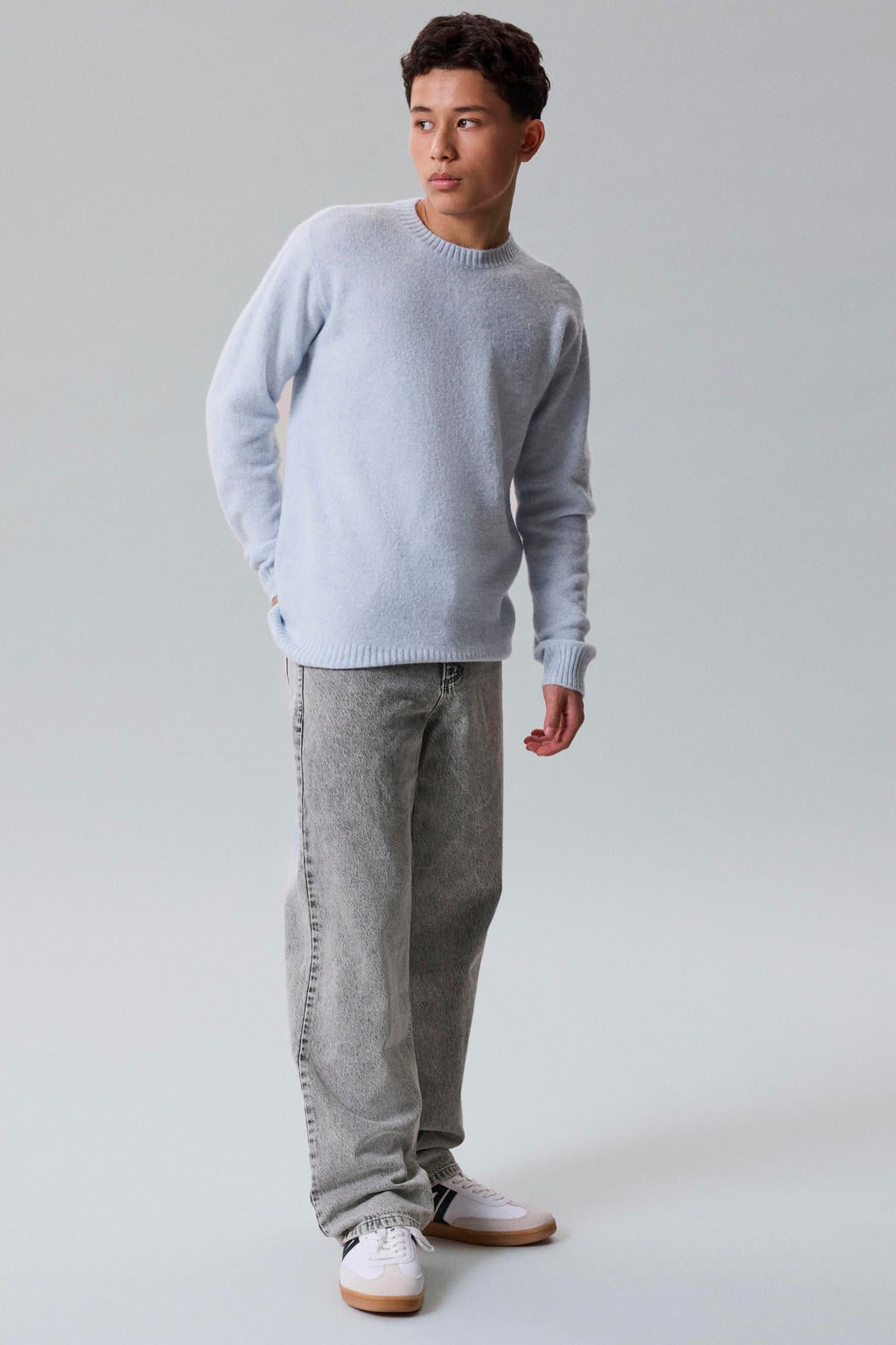 Grey denim jongens LMTD loose fit jeans van denim met regular waist en effen