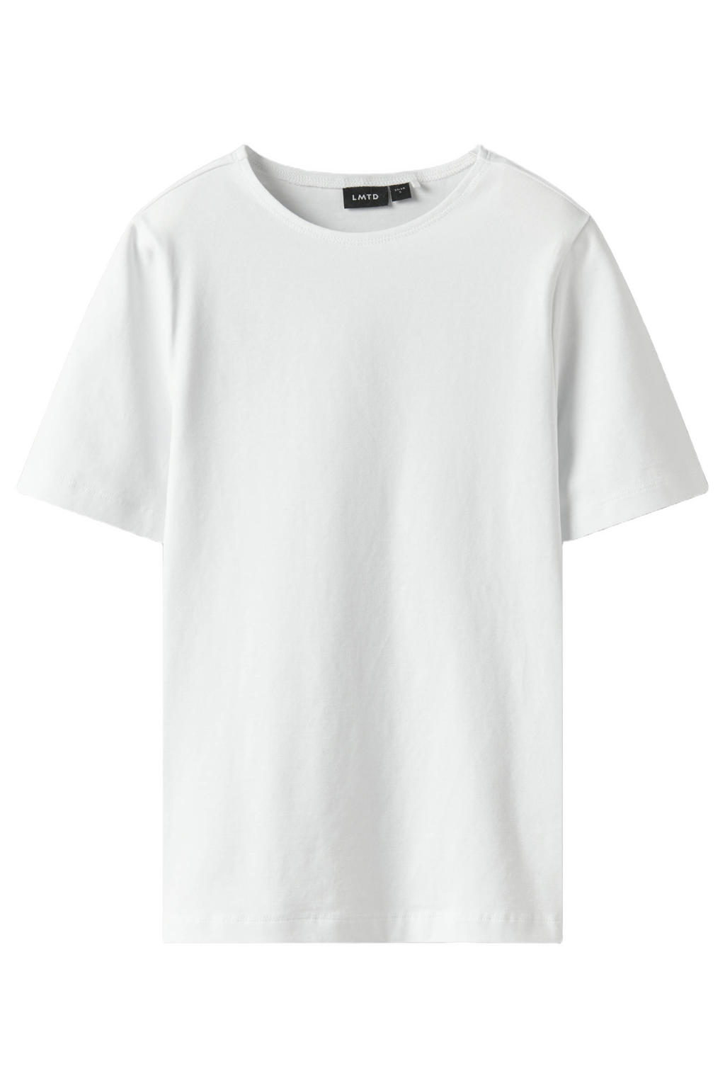 Witte meisjes LMTD T-shirt van stretchkatoen met effen, korte mouwen en ronde hals