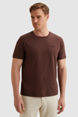 regular gestreept T-shirt roodbruin