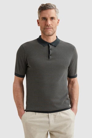 regular polo gebreid donkerblauw