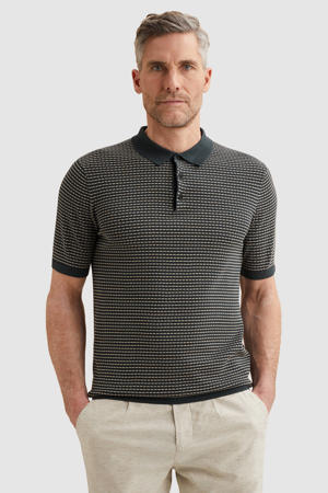 regular polo gebreid donkerblauw