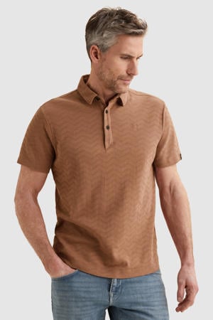 regular polo met ingebreid patroon bruin