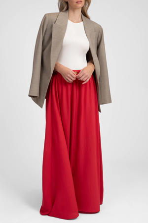 viscose a-lijn maxi rok met plooien - rood