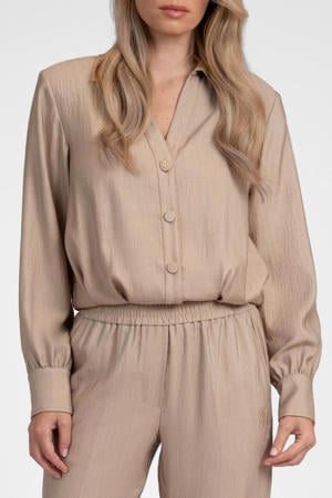 viscose blouse met schoudervulling - beige
