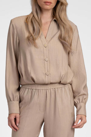 viscose blouse met schoudervulling - beige