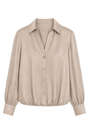 viscose blouse met schoudervulling - beige
