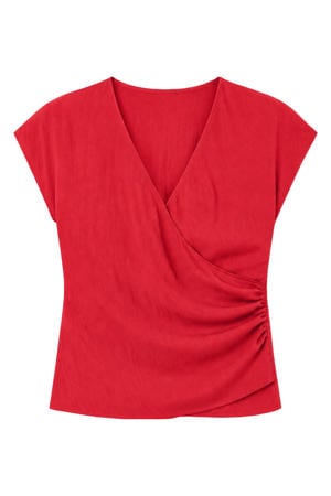 overslagtop met plooien - rood