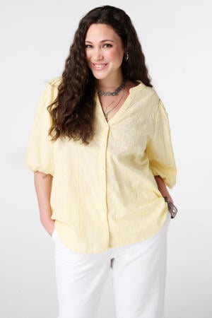 blouse geel broderie