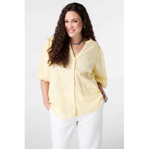 MS Mode blouse geel broderie afbeelding