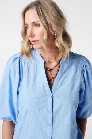 blouse blauw broderie