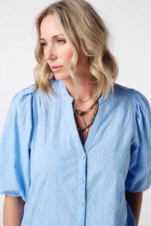 blouse blauw broderie