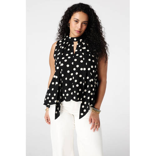 MS Mode top met stippen zwart afbeelding