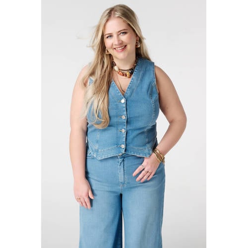 MS Mode gilet light blue denim afbeelding
