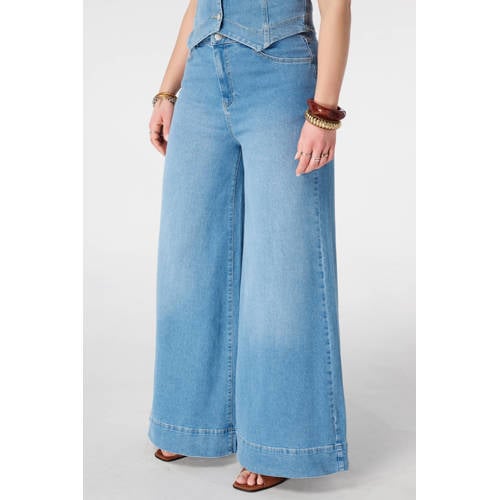 MS Mode wide leg jeans light blue denim afbeelding