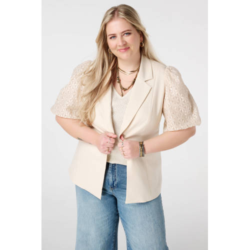 MS Mode regular blazer ecru met pailletten afbeelding