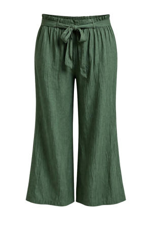 wide leg regular waist broek kaki