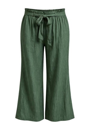 wide leg regular waist broek kaki