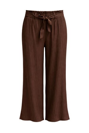 wide leg regular waist broek bruin