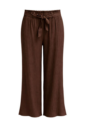 wide leg regular waist broek bruin