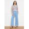 LOLALIZA wide leg regular waist broek light blue denim