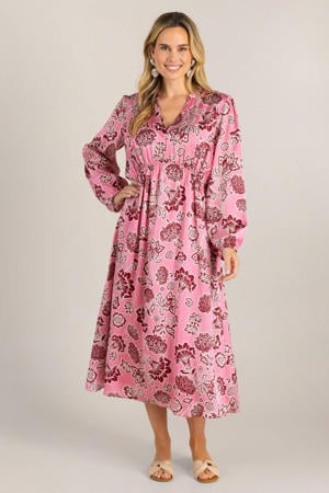 gebloemde jurk roze