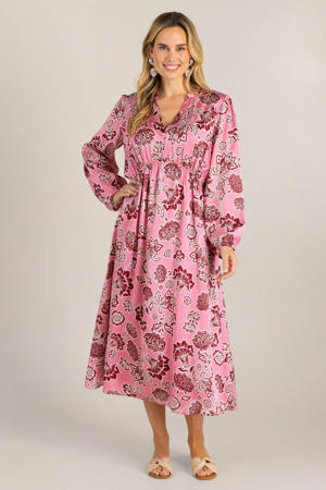 gebloemde jurk roze