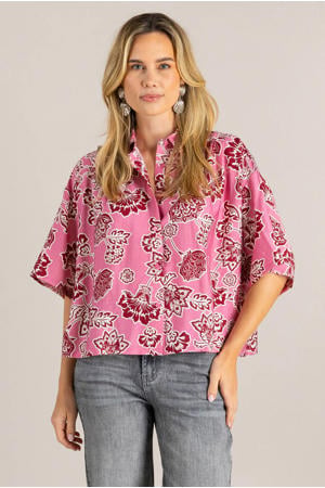 gebloemde blouse roze