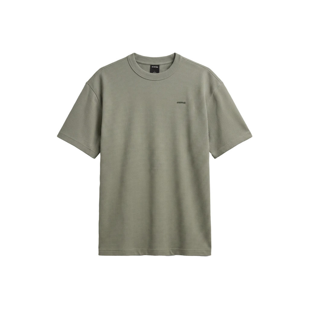 Groene heren G-STAR relaxed fit T-shirt van polyester met effen, korte mouwen, ronde hals en wafel